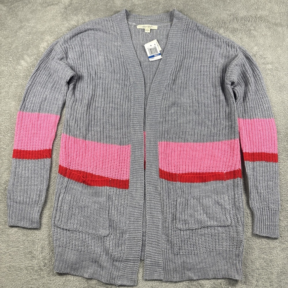 ULTRA FLIRT WOMEN'S CARDIGAN N A KNIT OF GRAY PINK AND RED SIZE S‎ New